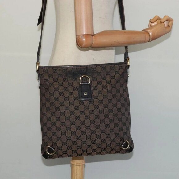 GUCCI GG Canvas Abbey Shoulder Bag Outlet Brown Gold 272400 Auth ti3133 - Picture 3 of 16